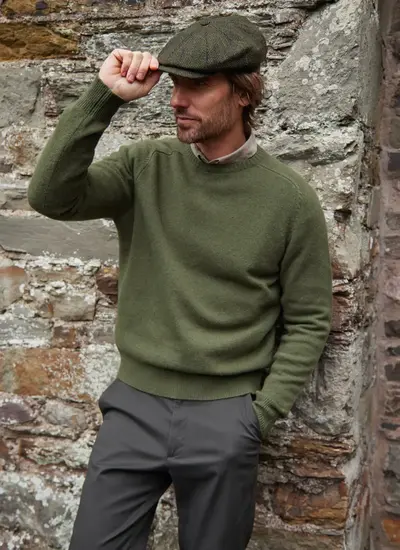 Lambswool Crew Neck Sweater in Avocado 
